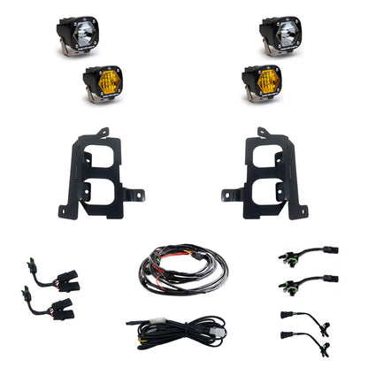 S1 Dual Fog Pocket Kit - '19-22 Sierra 1500 (Wide Cornering/Spot; Amber/Clear)