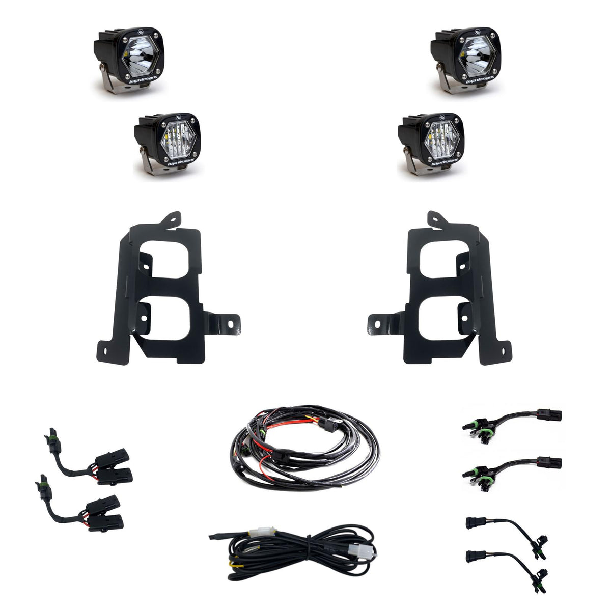 S1 Dual Fog Pocket Kit - '19-22 Sierra 1500 (Wide Cornering/Spot; Clear/Clear)