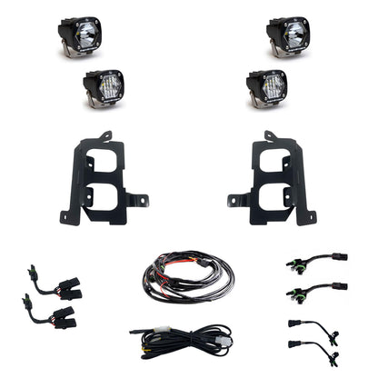 S1 Dual Fog Pocket Kit - '19-22 Sierra 1500 (Wide Cornering/Spot; Clear/Clear)