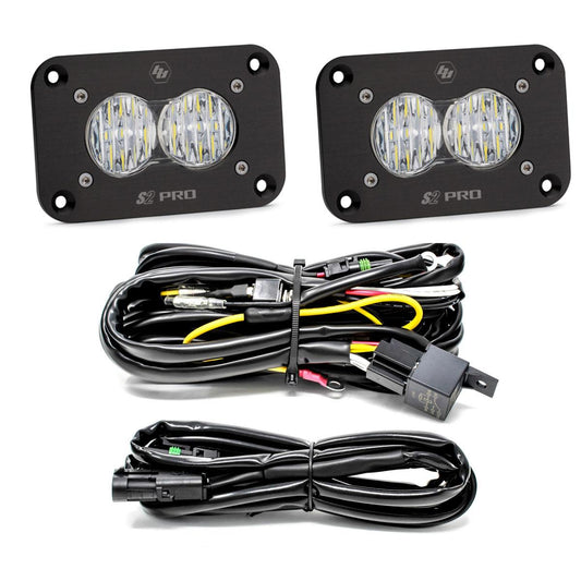 S2 Pro Black Flush Mount LED Light Pod (Wide Cornering; Clear)
