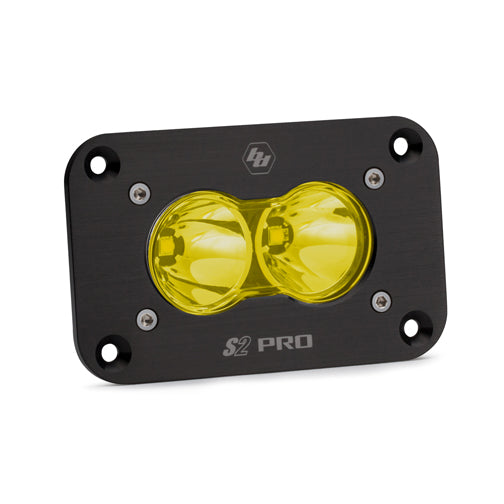 S2 Pro Black Flush Mount LED Light Pod (Spot; Amber)