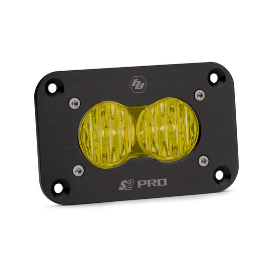 S2 Pro Black Flush Mount LED Light Pod (Wide Cornering; Amber)