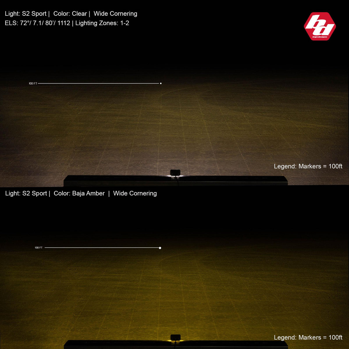 S2 Sport Black LED Light Pod (Wide Cornering; Amber)