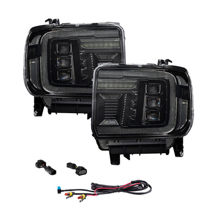 2014-2018 GMC Sierra 1500 and 2015-2019 GMC Sierra 2500/3500 LED Projector Headlights, Amber DRL Pair Form Lighting