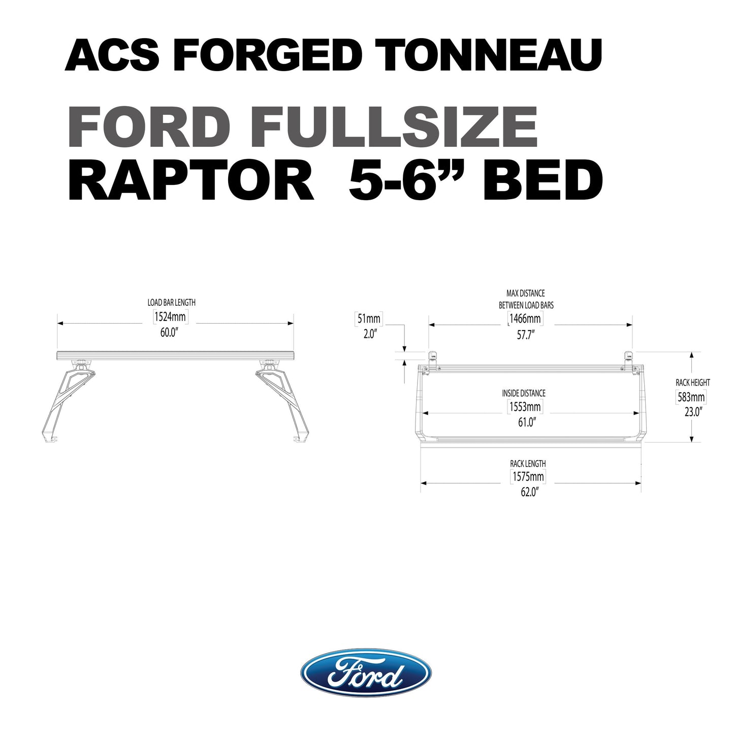 ACS FORGED TONNEAU - RAILS ONLY - Ford