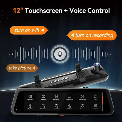 WOLFBOX G900 TriPro Bumper Version 3 Channel Rearview Mirror Dash Camera Mirror