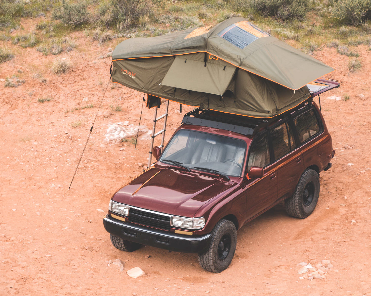 Vagabond Rooftop Tent in Forest Green Hyper Orange