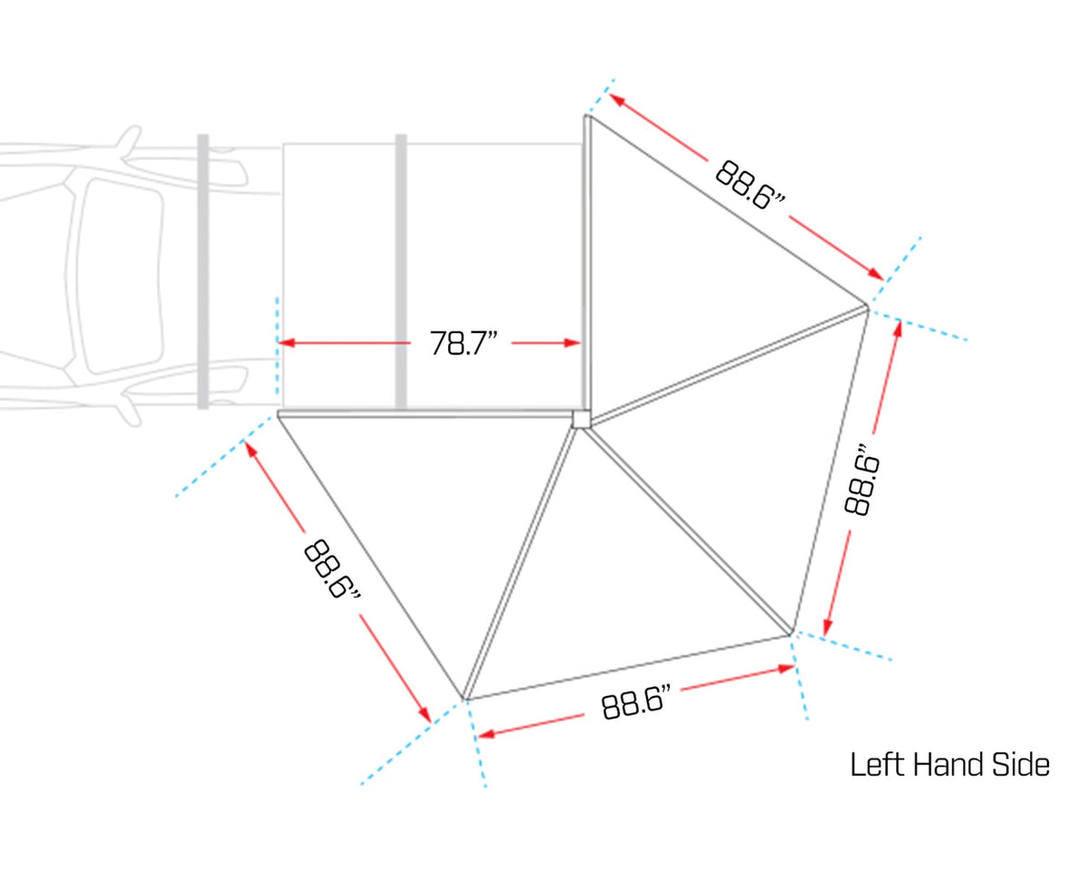 Deltawing 270 6.5 ft FreeStanding Awning - Left Side of Vehicle