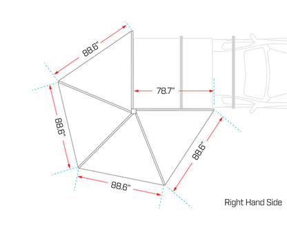 DeltaWing 270vÇ¬8 Awning - Freestanding Awning for Right Side of Vehicle with Integrated LED Lights