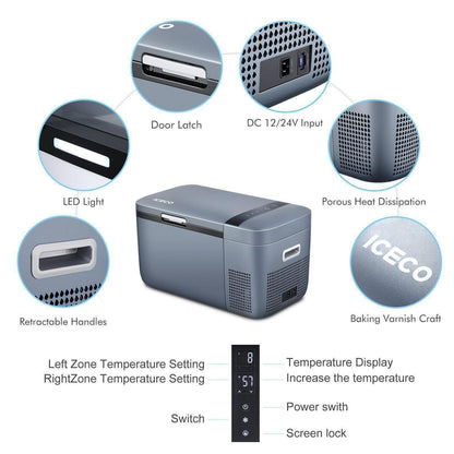 GO20 Dual Zone 12V Portable Freezer| ICECO | 20 LT