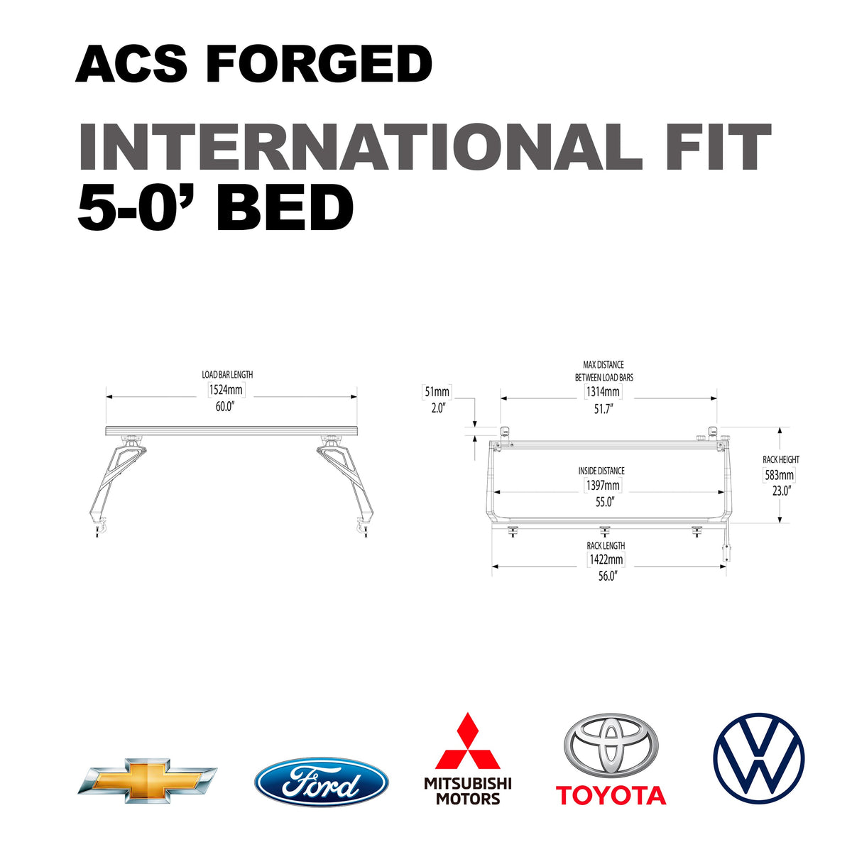 ACS FORGED Bed Rack INTERNATIONAL FITMENT