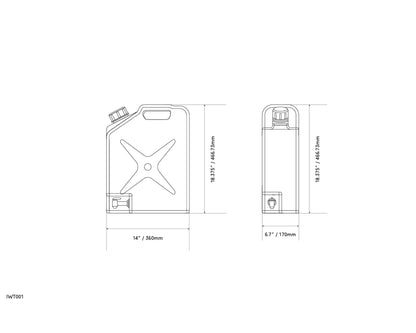 20L Plastic Jerry Can Water Tank - 5 Gal