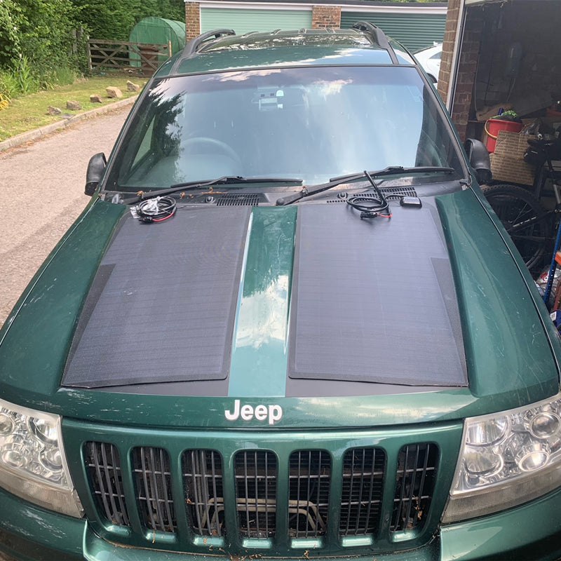 Jeep Grand Cherokee WJ (1996-2004) Lensun 130W Hood Flexible Solar Panel