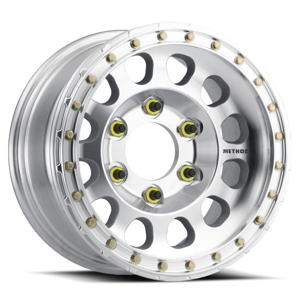 Aluminum Wheels 17x9 Beadlock MR103 Bolt Pattern 6 On 139.7 Offset -12 Lip Size 2.76 Raw Machined Silver Method