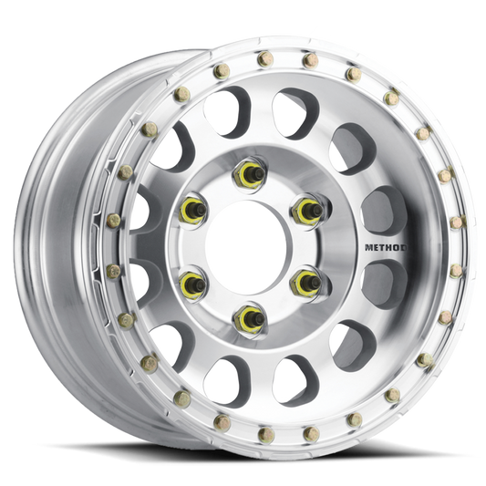 Aluminum Wheels 17x9 Beadlock MR103 Bolt Pattern 6 On 139.7 Offset -12 Lip Size 2.76 Raw Machined Silver Method