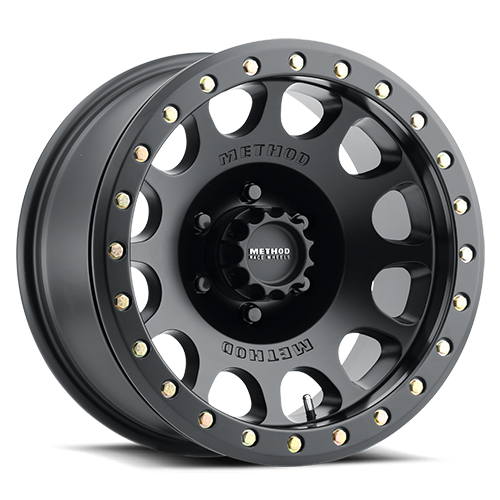 Aluminum Wheels 17x9 Beadlock MR105 Bolt Pattern 6 On 139.7 Offset -38 Lip Size 1.77 Matte Black MB Method