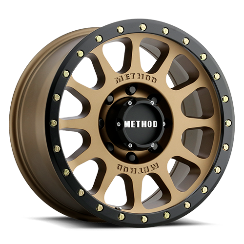 Aluminum Wheels 20x9 NV MR305 Bolt Pattern 8 On 165.1 Offset 18 Lip Size 1.42 Method Bronze BRZ Black Street Loc Method