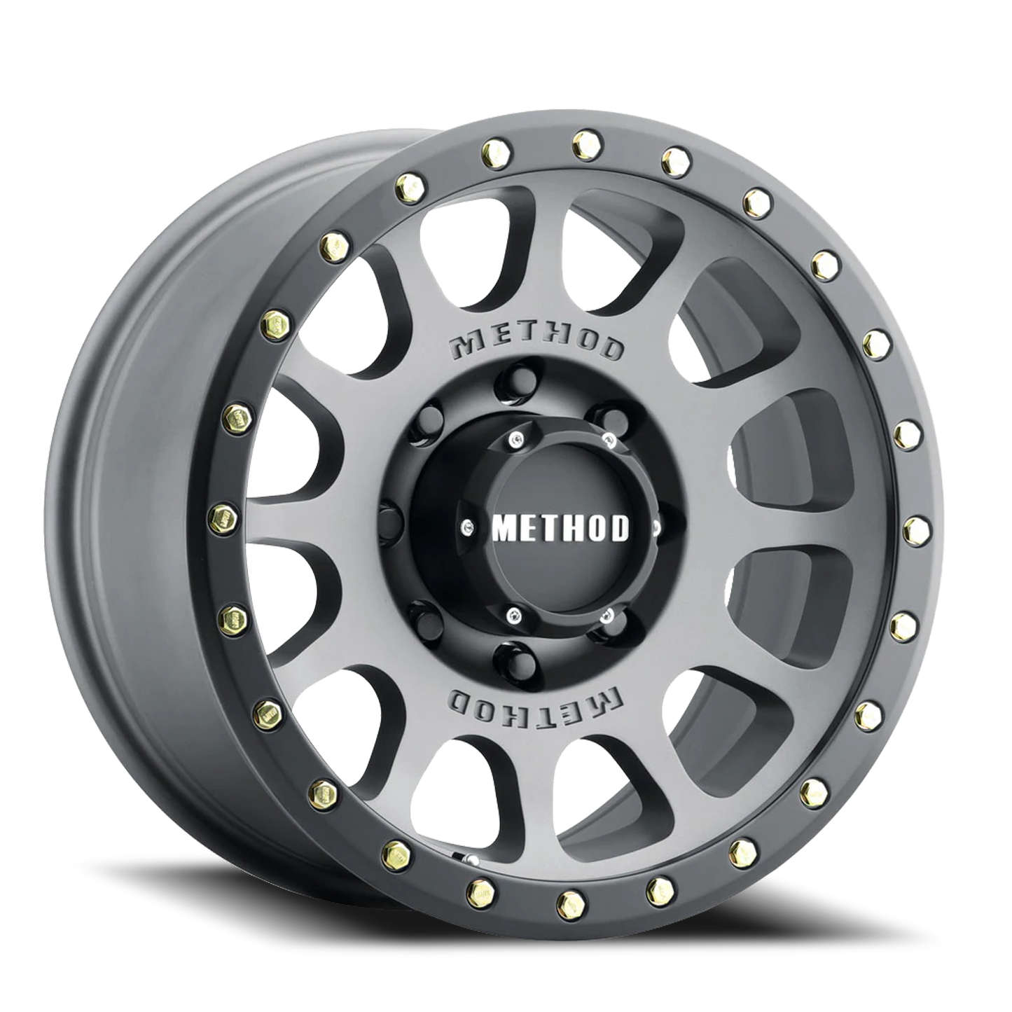 Aluminum Wheels 17x8.5 NV MR305 Bolt Pattern 8 On 165.1 Offset 0 Lip Size 1.3 Titanium TT Matte Black Lip Method