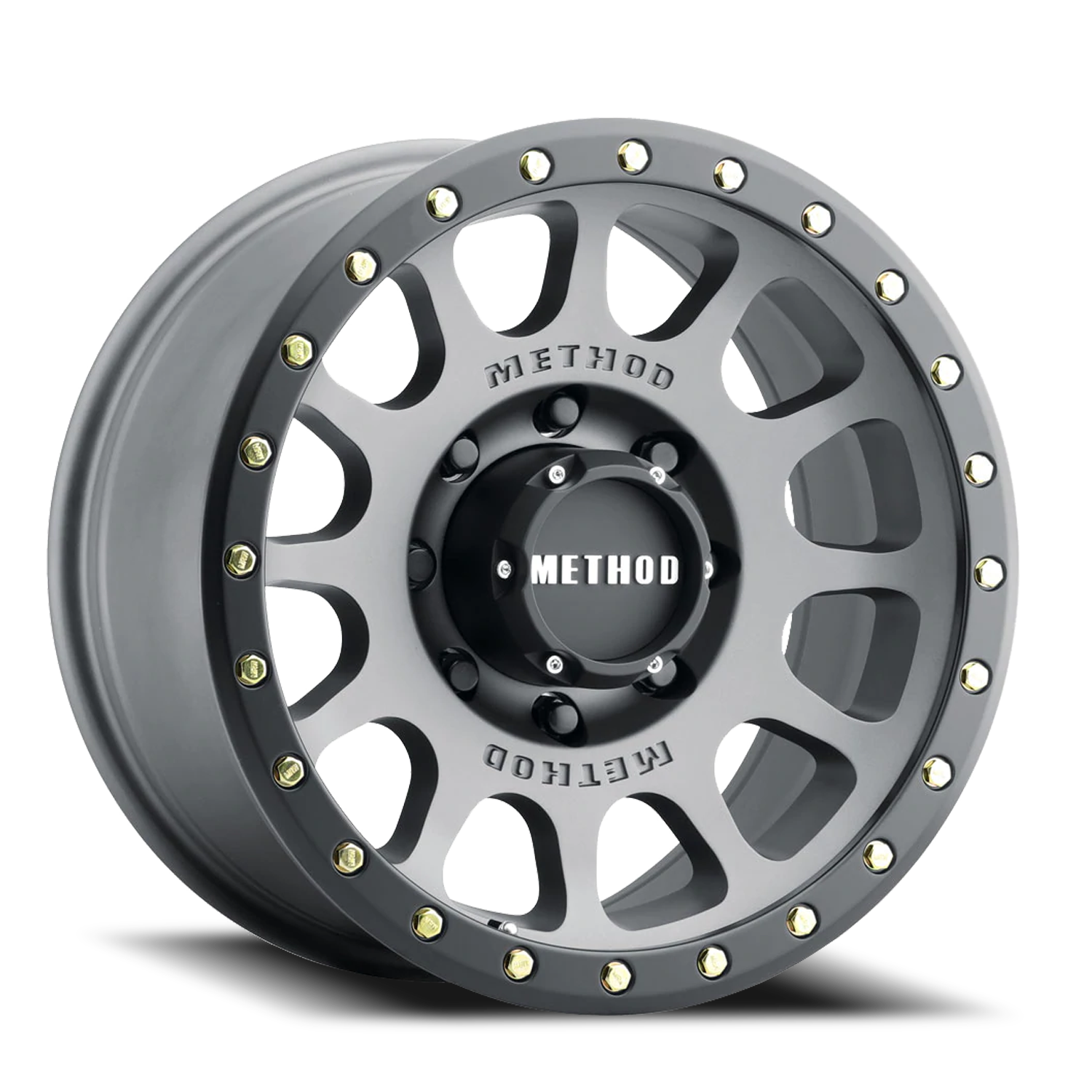 Aluminum Wheels 18x9 NV MR305 Bolt Pattern 8 On 165.1 Offset 18 Lip Size 1.38 Titanium TT Matte Black Lip Method
