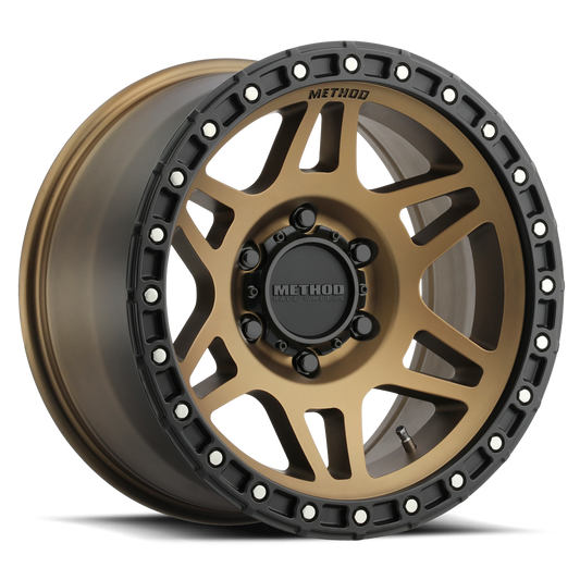 Aluminum Wheels 17x8.5 MR312 Bolt Pattern 6 On 120 Offset 0 Lip Size 0.98 Method Bronze BRZ Matte Black Lip Method