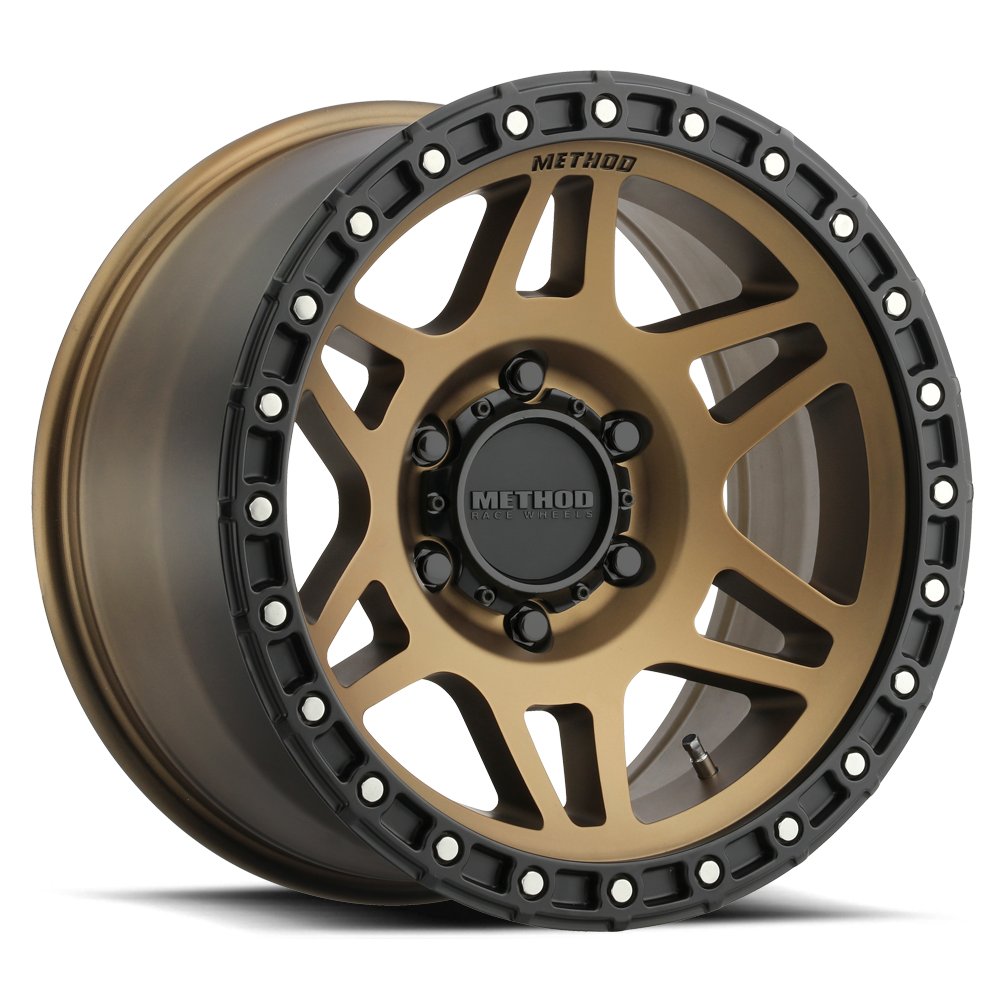 Aluminum Wheels 17x9 MR312 Bolt Pattern 6 On 139.7 Offset -12 Lip Size 0.91 Method Bronze BRZ Matte Black Lip Method