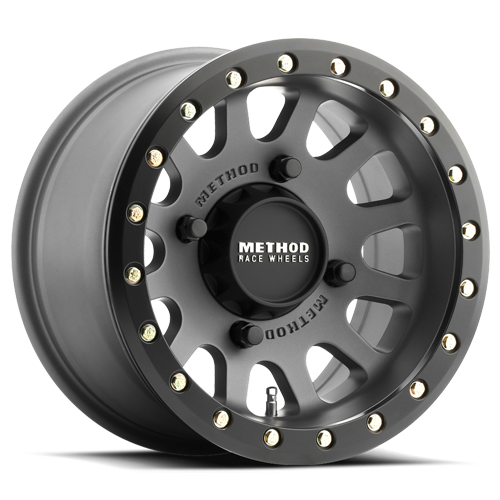Aluminum Wheels 15x7 MR401 Beadlock UTV Bolt Pattern 5 On 114.3 Offset 38 Lip Size 0.79 Titanium GY Matte Black Ring Method