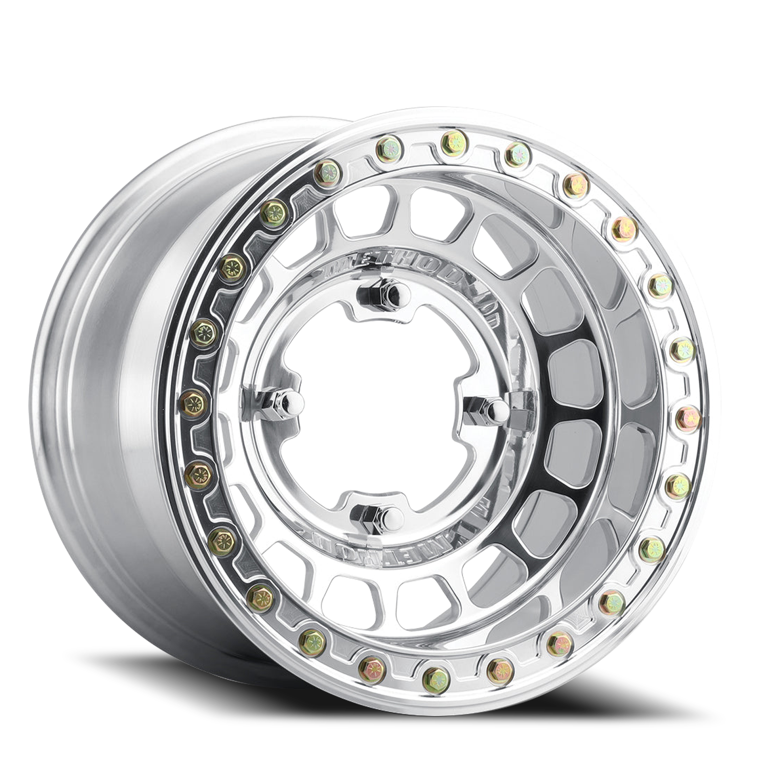 Aluminum Wheels 15x10 MR413 Beadlock UTV Bolt Pattern 4 On 136 Offset 0 Lip Size 3.31 Polished Method