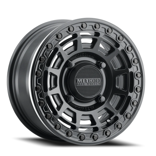 Aluminum Wheels 15x10 MR415 Beadlock UTV Bolt Pattern 4 On 156 Offset 25 Lip Size 2.09 Matte Black MB Gloss Black Ring Method