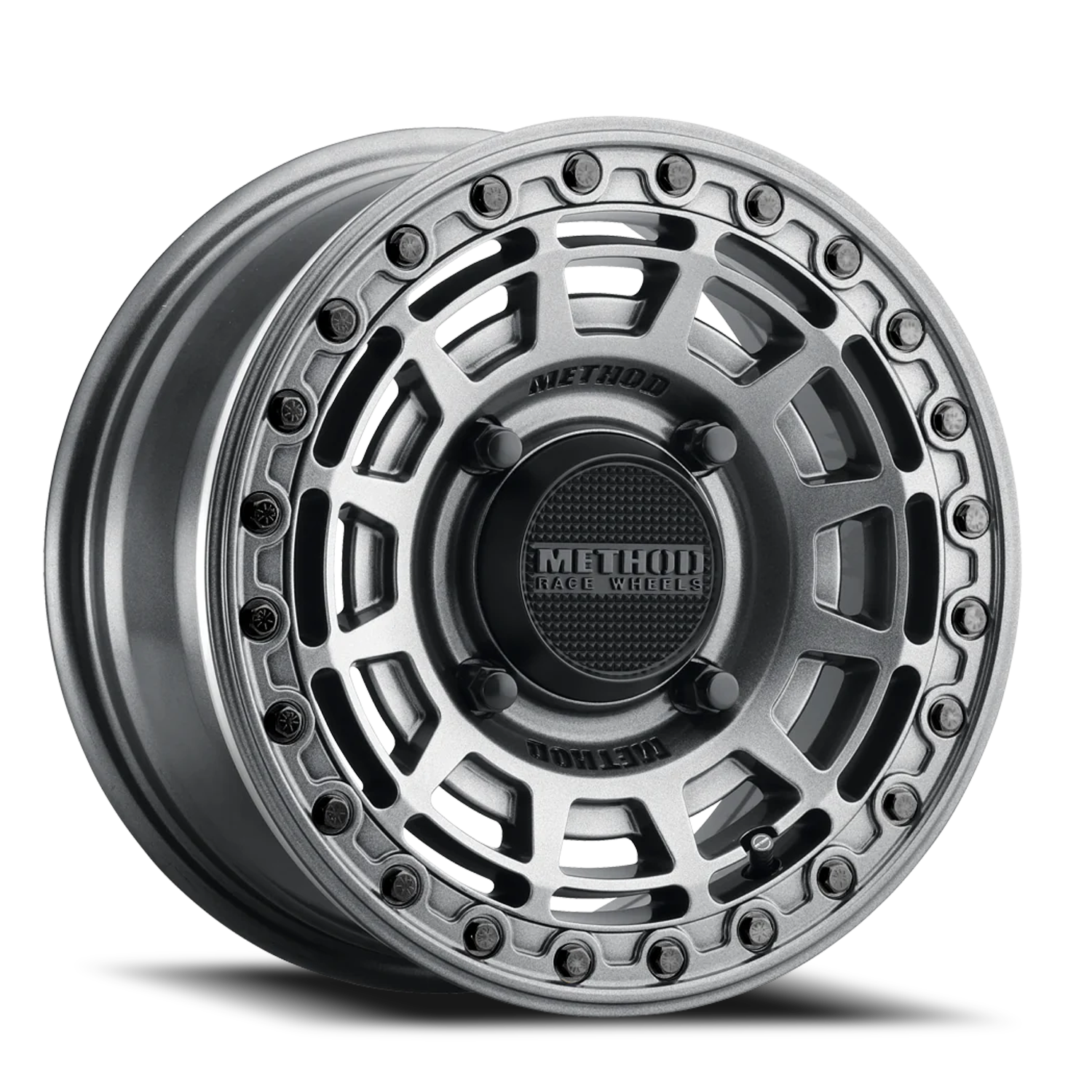 Aluminum Wheels 15x10 MR415 Beadlock UTV Bolt Pattern 4 On 156 Offset 25 Lip Size 2.09 Graphite GY Gloss Graphite Ring Method