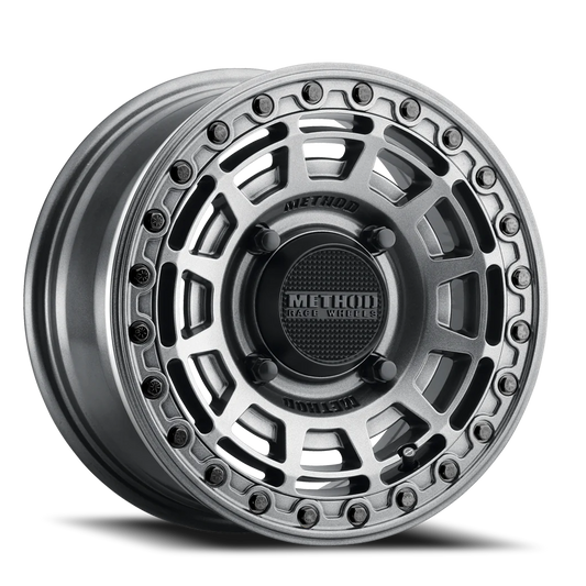 Aluminum Wheels 15x10 MR415 Beadlock UTV Bolt Pattern 4 On 156 Offset 25 Lip Size 2.09 Graphite GY Gloss Graphite Ring Method