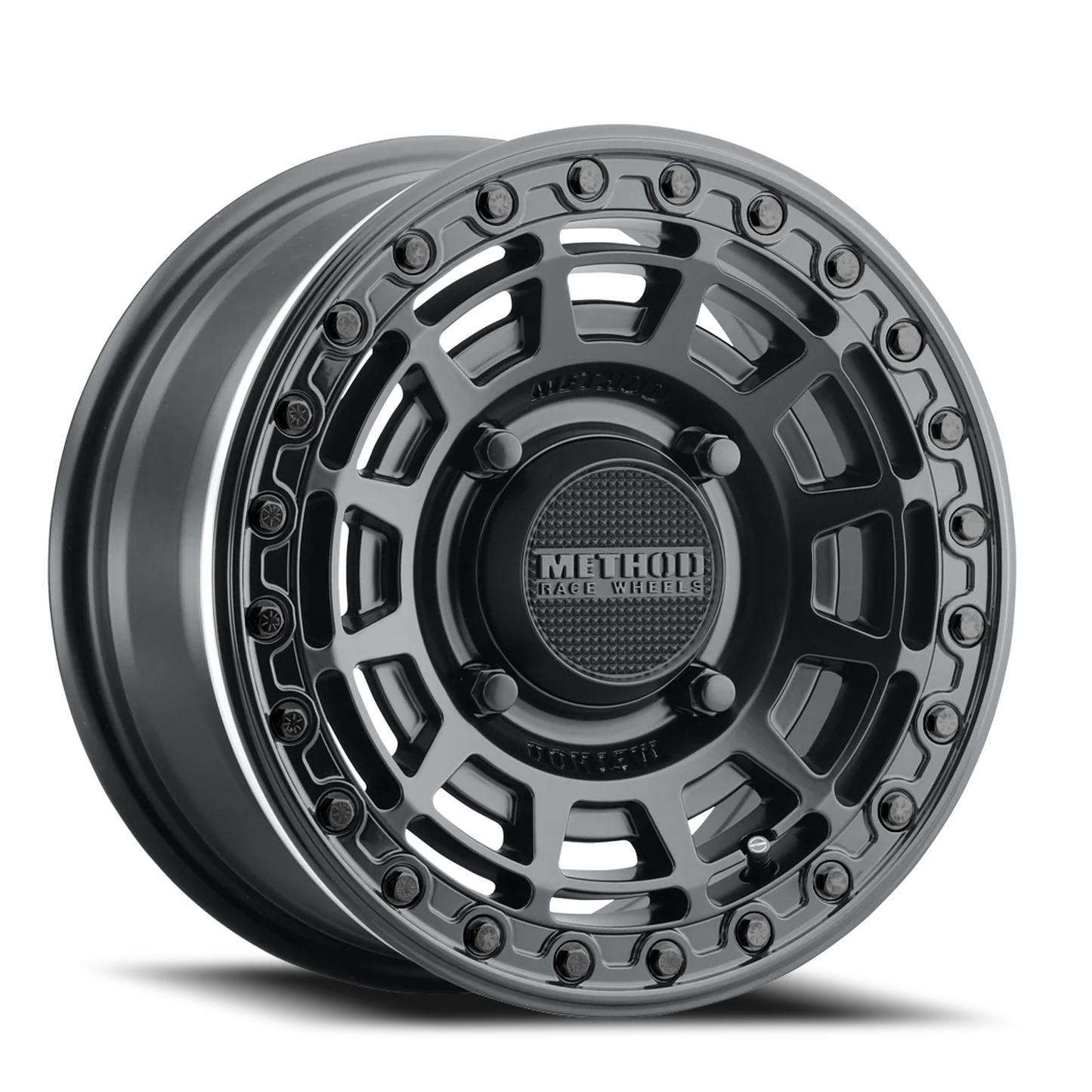 Aluminum Wheels 15x10 MR415 Beadlock UTV Bolt Pattern 4 On 136 Offset 25 Lip Size 2.09 Matte Black MB Gloss Black Ring Method