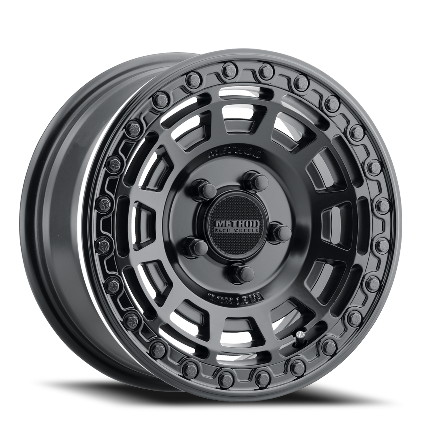 Aluminum Wheels 15x7 MR415 Beadlock UTV Bolt Pattern 5 On 114.3 Offset 38 Lip Size 0 Matte Black MB Gloss Black Ring Method