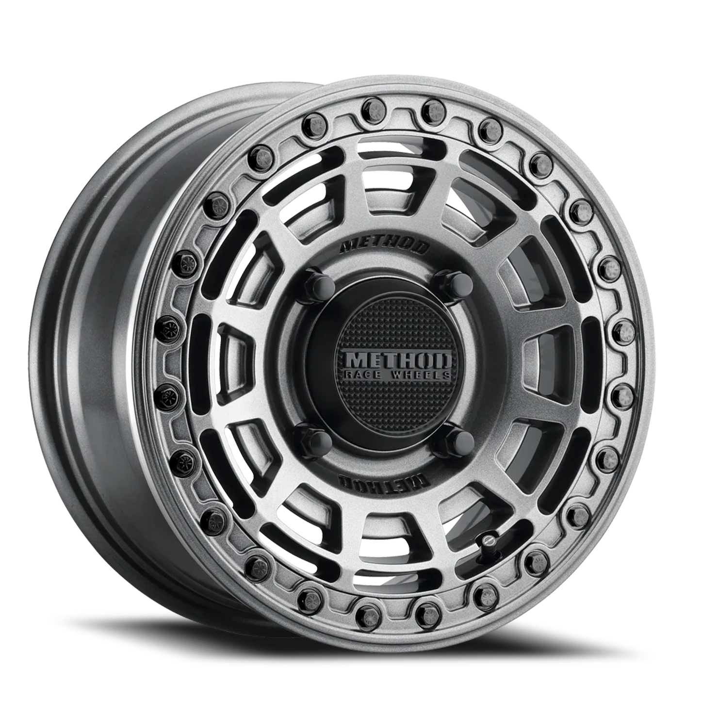 Aluminum Wheels 15x7 MR415 Beadlock UTV Bolt Pattern 4 On 156 Offset 38 Lip Size 0 Graphite GY Gloss Graphite Ring Method