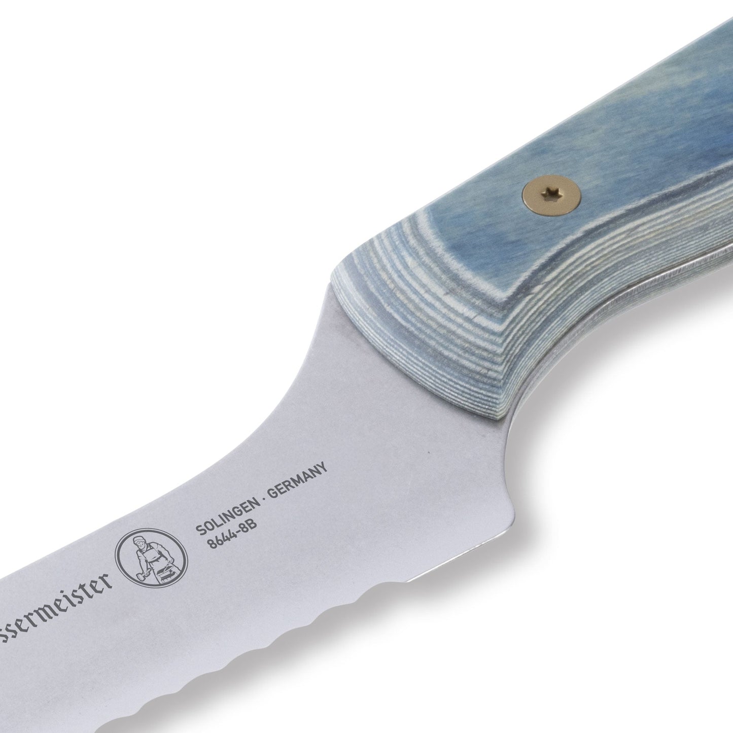 Custom Blue Scalloped Offset Knife - 8"