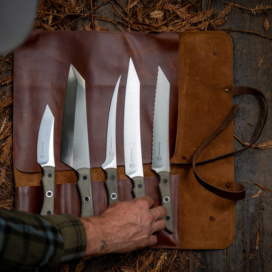 Overland Chef Leather Knife Roll Set - 6 Piece