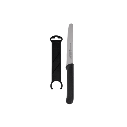 Black Serrated Tomato Knife with Matching Sheath - 4.5"