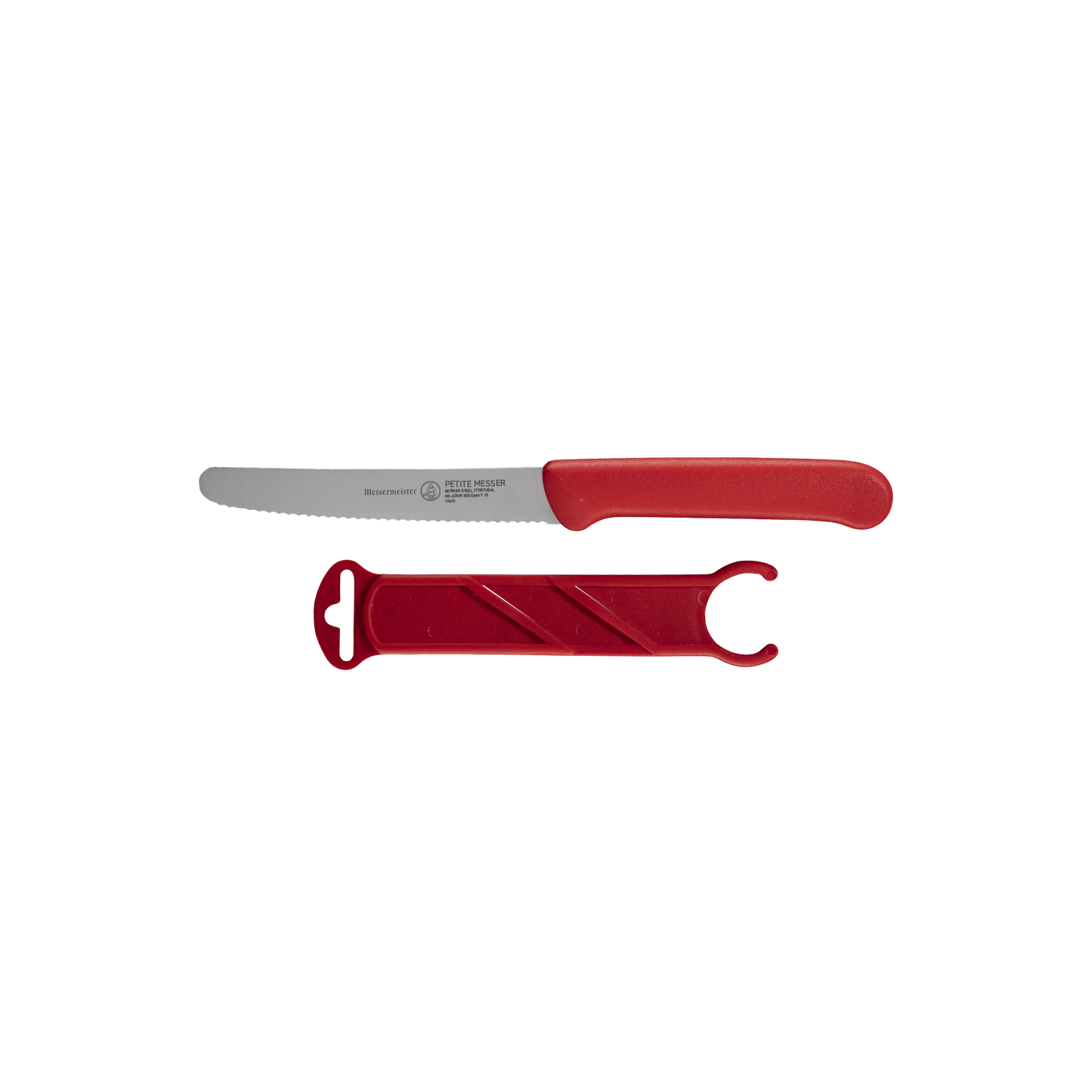 Red Serrated Tomato Knife with Matching Sheath - 4.5"