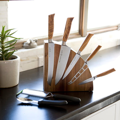 Wood Quarter Round Magnetic Knife Block