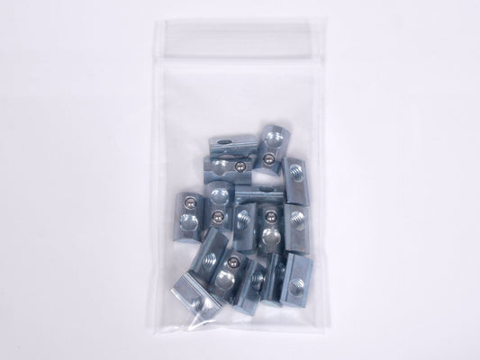 BAG OF 16 EA - DROP-IN 1/4-20 T-NUTS 15S - ZINC ANODIZED, SPRING