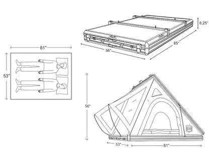 CVT MT. HOOD ALUMINUM HARDSHELL ROOFTOP TENT W/ IRONMAN 90DEGREE AWNING AND AWNING ROOM- LOCAL PICKUP ONLY