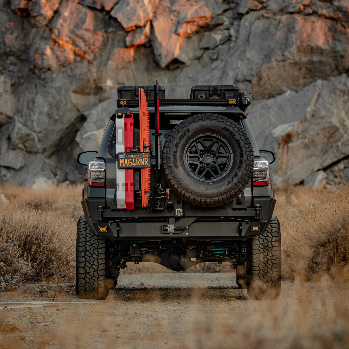 4Runner Overland Series Rear Bumper / 5th Gen / 2010-2024 | Single Full Length Swing Arm (Includes Tire Carrier) - Passenger side pivot | Raw - Unfinished