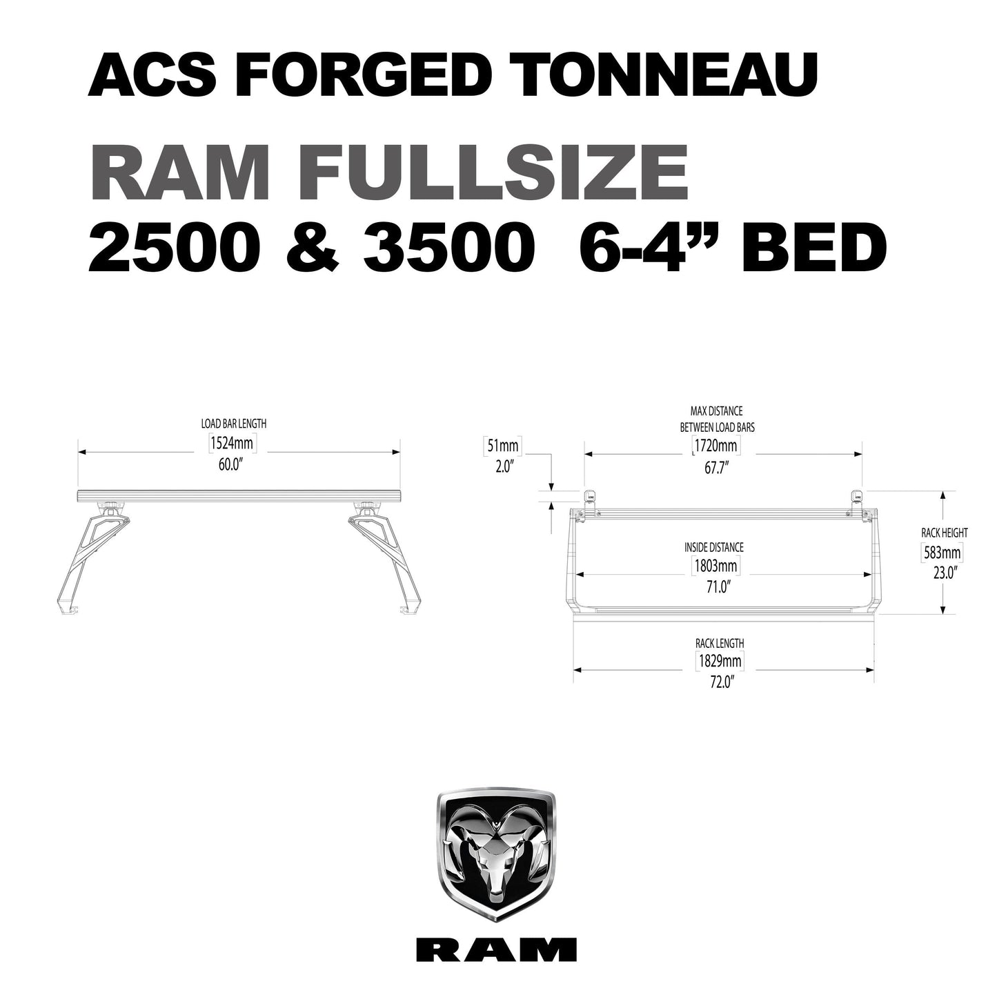 ACS FORGED TONNEAU - RAILS ONLY - RAM