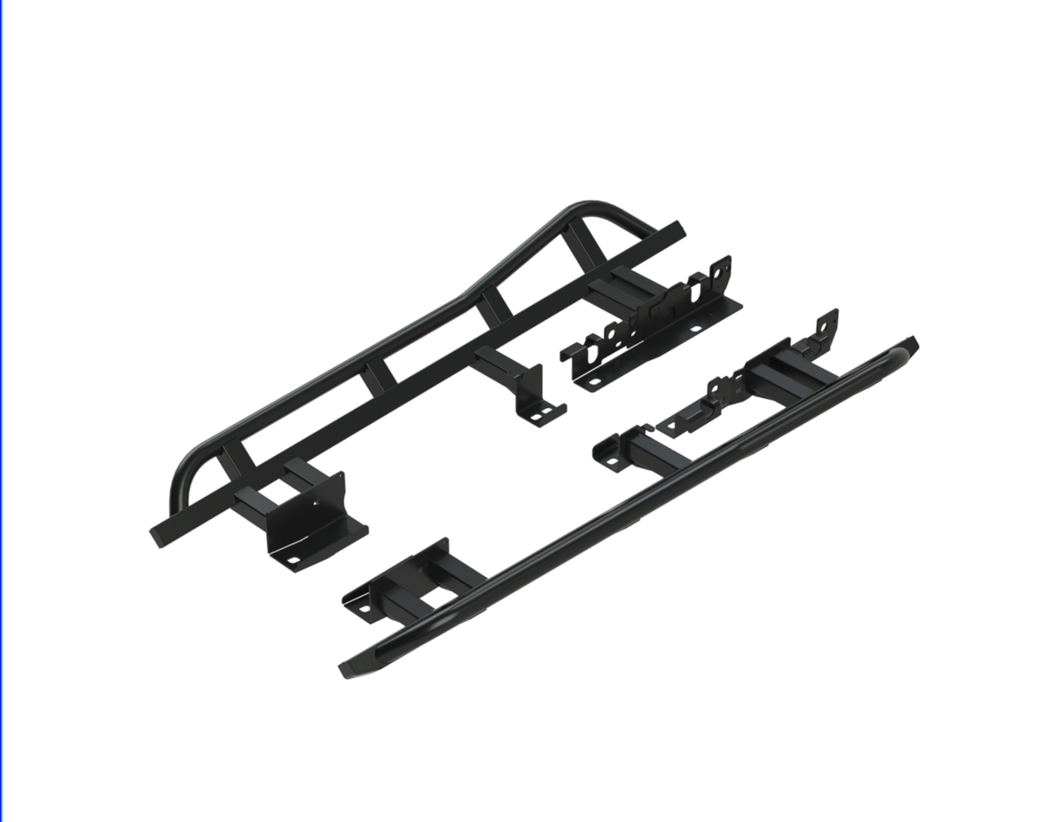Rock Sliders | 2018 + Wrangler (JLU) - No top plate, black powdercoat, 45 degree