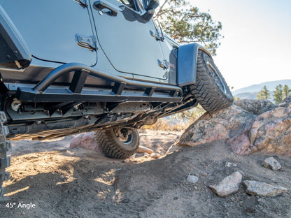 Rock Sliders | 2018 + Wrangler (JLU) - No top plate, black powdercoat, 45 degree