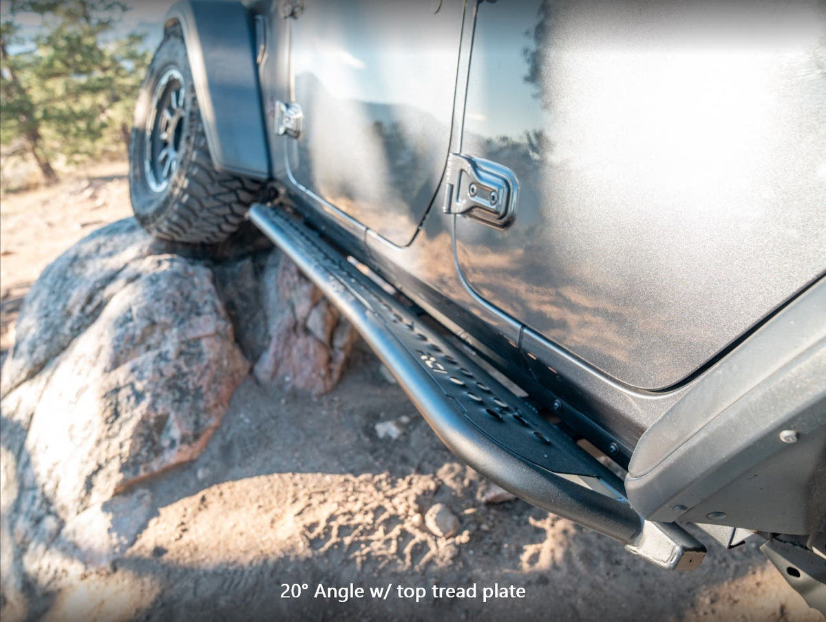 Rock Sliders | 2018 + Wrangler (JLU) - Top plate, black powdercoat, 20 degree
