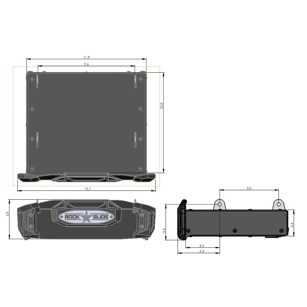 R-STEP 9 Inch Wide For 2016-2023 Toyota Tacoma Bed Step Attachment Brackets Behind Passenger Rear Tire Rock Slide Engineering