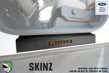 Door Sill Protection Overlays (Real Carbon Fiber) Fits 2015-2020 Ford F-150
