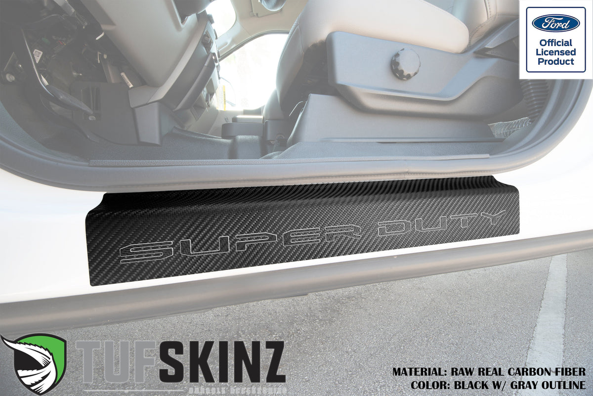 Door Sill Protection Overlays (Real Carbon Fiber) Fits 2017-2020 Ford Super Duty