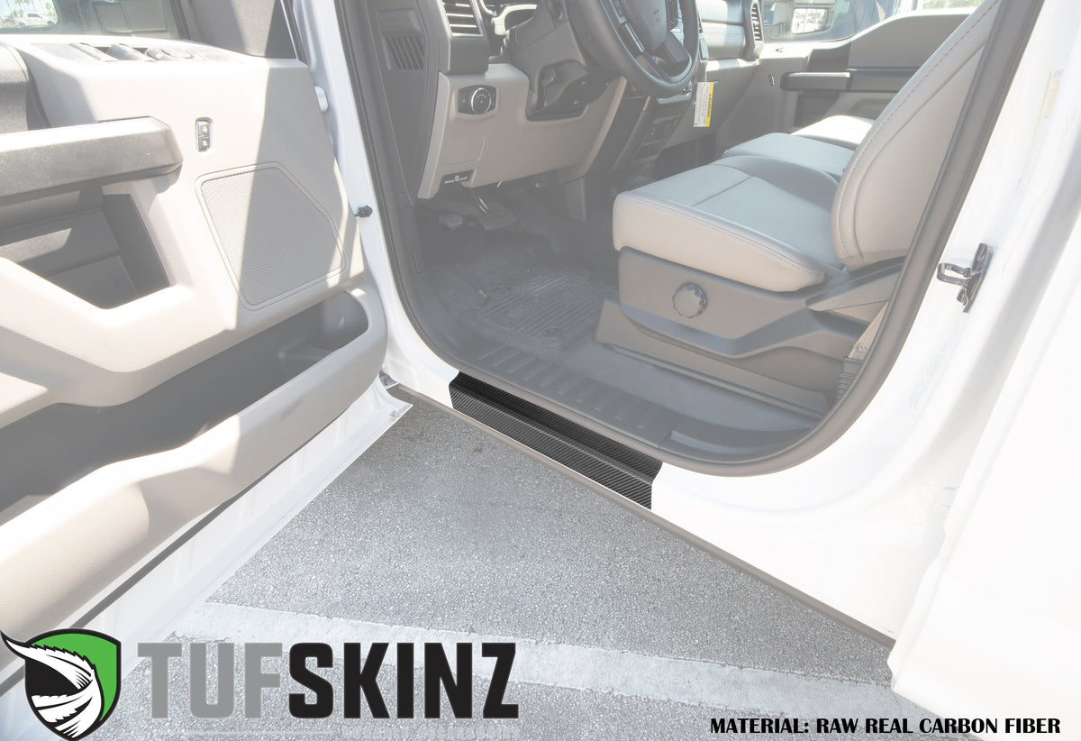 Door Sill Protection Overlays (Real Carbon Fiber) Fits 2017-2020 Ford Super Duty