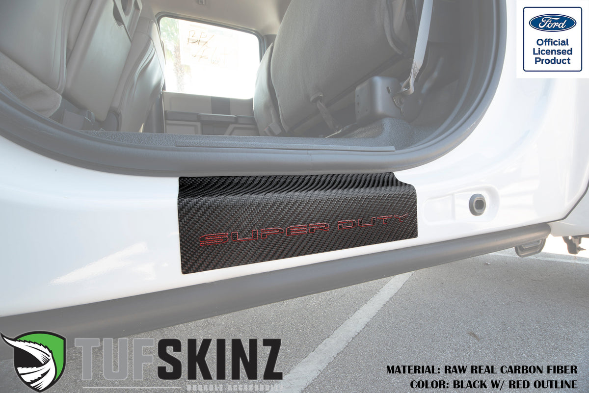 Door Sill Protection Overlays (Real Carbon Fiber) Fits 2017-2020 Ford Super Duty